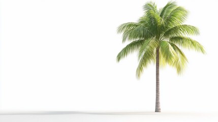 Obraz premium Lone palm tree on white background. Tropical paradise