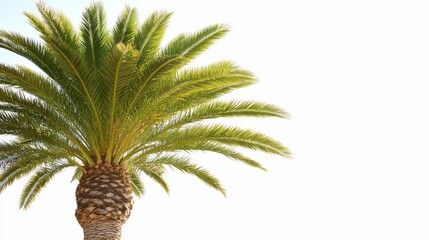 Obraz premium Lush green palm tree against bright sky (1)