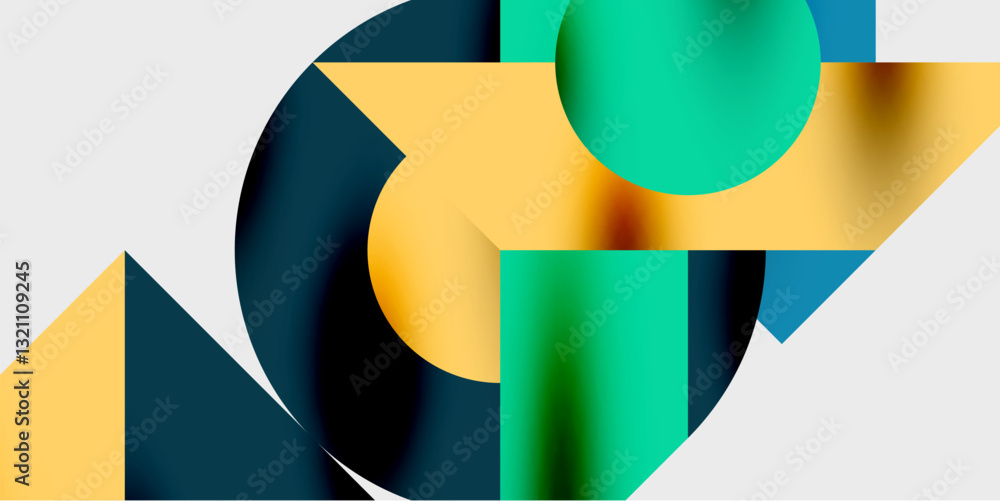 Aufkleber detailed composition of circles, semicircles, and triangles with glossy effects and smooth gradients