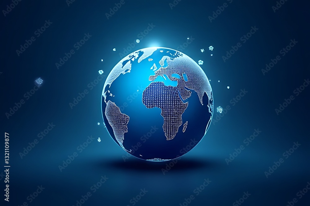 Poster global digital connection virtual world infographic abstract environment 3d viewpoint technological 