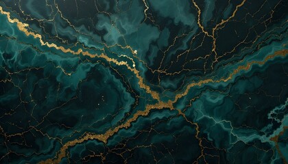 "Elegant abstract emerald green marble texture with luxurious gold veins. A sophisticated and artistic design creating a luxurious and modern effect, perfect for backgrounds, interior design, or exclu