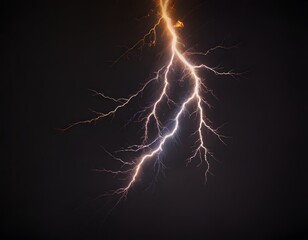 lightning effect thunder strike isolated on a black background