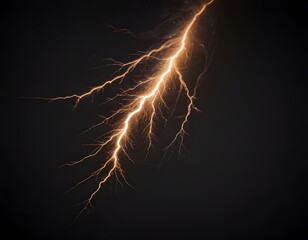 lightning effect thunder strike isolated on a black background