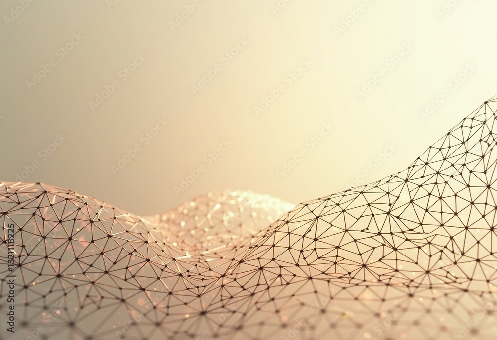 Aufkleber geometric wireframe vector: light beige abstract futuristic shapes with interconnected lines, ideal 