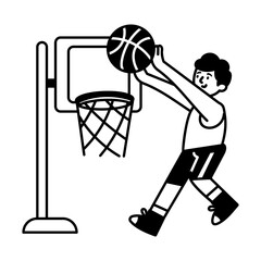 Doodle illustration showing a player doing putback dunk shot   © Vectors Market