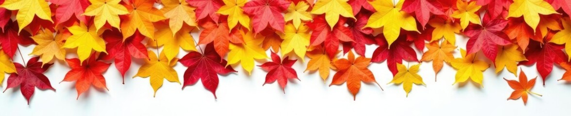 Fototapeta premium Colorful fallen leaves piled high on white ground, foliage, nature