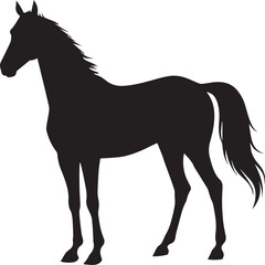 Obraz premium Standing Horse Silhouette – Majestic Equine Outline in Black and White