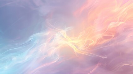 Obraz premium Abstract swirls of light in pastel pink, blue, and yellow.