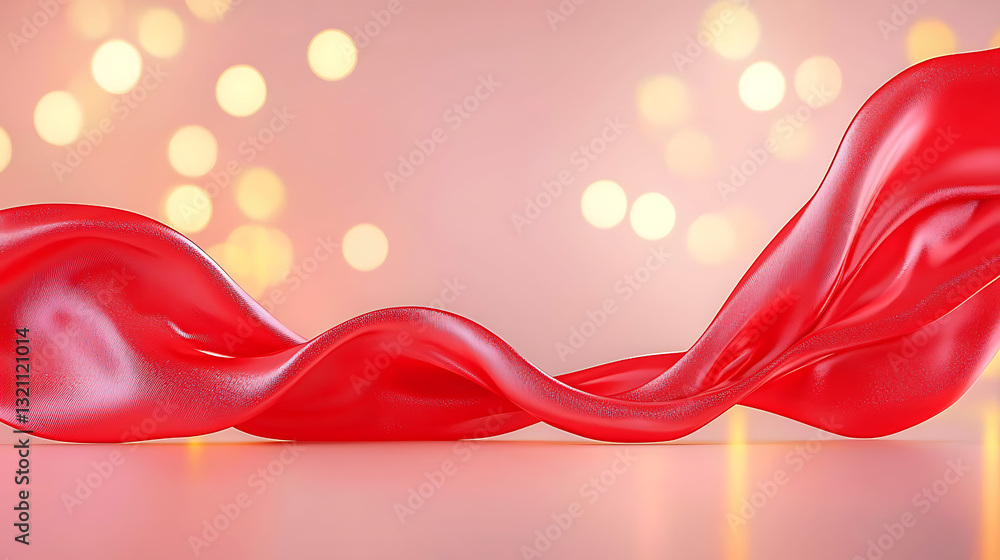 Poster flowing red fabric soft background abstract art elegant setting close-up visual serenity