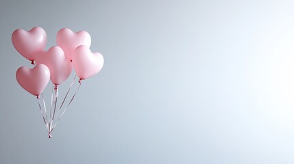 Pink heart-shaped balloons float against a pale background (1)