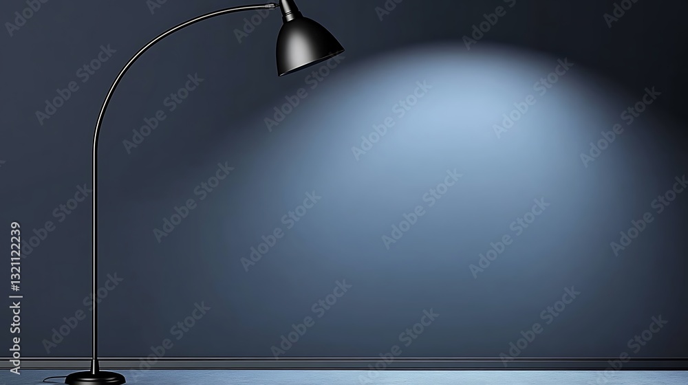 Poster elegant minimalist studio with floor lamp and illuminating background