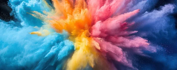 Colorful explosion of vibrant powder in motion creating a dynamic burst of colors