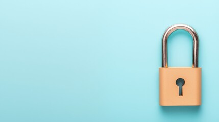 Fototapeta premium Enhanced security, a detailed closeup of padlock on striking blue background symbolizing digital protection