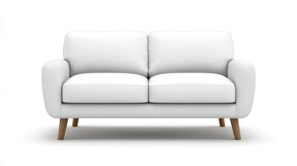 Elegant white couch with wooden legs, a perfect minimalist living room centerpiece