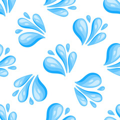 Fototapeta premium Seamless pattern of splashing water drops forming beautiful decorative floral shapes