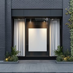 Modern storefront with blank poster display