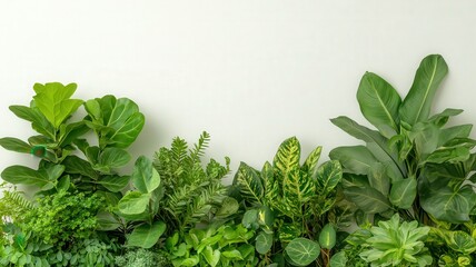 Obraz premium Vibrant Green Foliage Against White Background