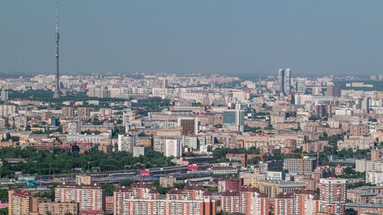 Panoramic aerial view of the buildings from the rooftop of Moscow International Business Center...