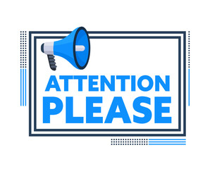 Megaphone making attention please announcement inside a frame