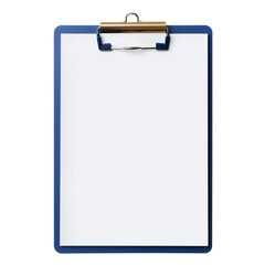 blue clipboard with white paper isolated on transparent background