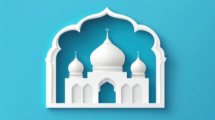Fototapeta premium Elegant Paper Cut Mosque Design: A Celebration of Islamic Architecture
