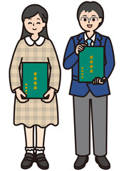 小学生の卒業式　男の子と女の子セット