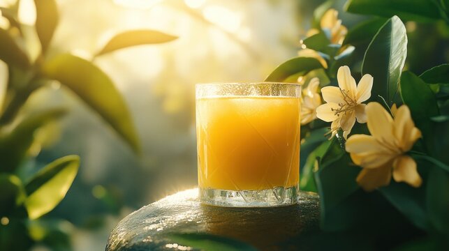 Refreshing citrus juice in the sunlight