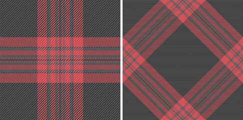 Two seamless red and gray plaid patterns.  Perfect for textile design, apparel, or seasonal branding.  Classic yet modern, these versatile checks offer a sophisticated texture and timeless appeal.