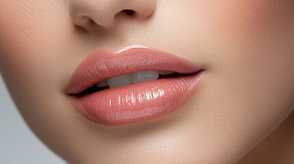 Obraz premium Beauty make up techniques for women modern studio cosmetic photography soft lighting close-up lens focus