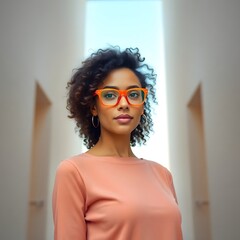 women with glasses, orange glasses, digital art, illustration, portrait, female, fashion, style, modern, contemporary, graphic, design, artwork, creative, artistic, visual, image, trendy, fashionable,
