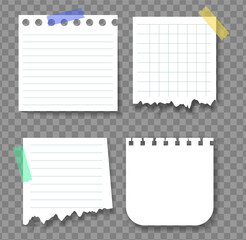 Realistic notes isolated with real shadow. Square sticky paper reminders with shadows, paper page