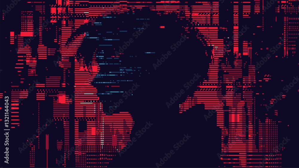 Poster Abstract glitch effect background. head silhouette. digital art. pixel glitch texture. Data visualization concept. digital distortion and noise effect. banner or poster. Vector Illustration. 