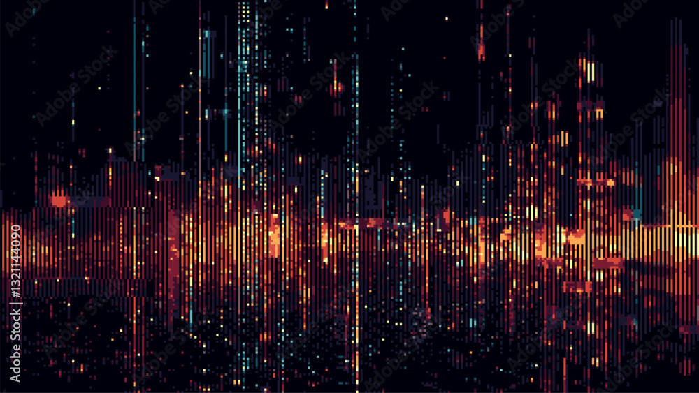 Poster Abstract glitch effect background. digital art. pixel glitch texture. Data visualization concept. digital distortion and noise effect. banner or poster. Vector Illustration.