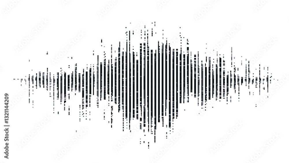 Poster Abstract sound wave vector line art. pixel art. audio waves glitch effect. music equalizer or game board elements. Vector illustration. on a white background.