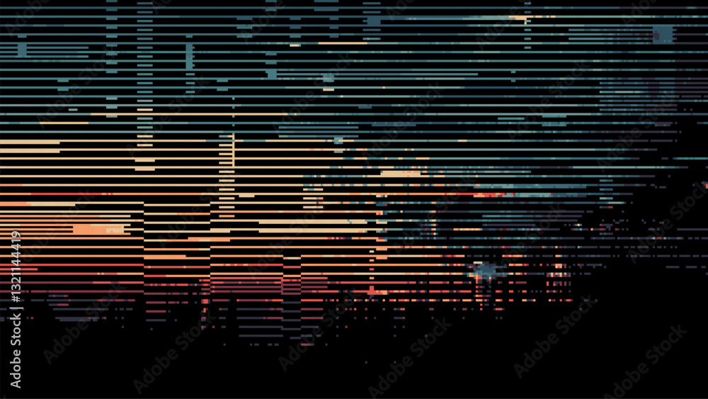 Poster Abstract glitch effect background. digital art. pixel glitch texture. Data visualization concept. digital distortion and noise effect. banner or poster. Vector Illustration.