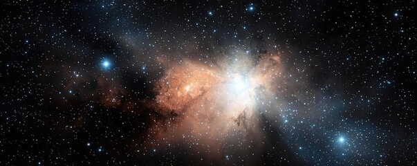 Naklejka premium Dark sky idea. A stunning cosmic landscape showcasing vibrant nebulae and twinkling stars.