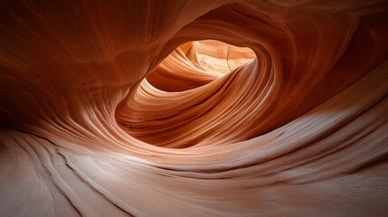 Obraz premium Intricate sandstone formations within a slot canyon. The swirling, sculpted rock walls create a mesmerizing depth and texture. A narrow, sunlit passageway