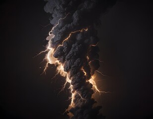 lightning effect thunder strike isolated on a black background