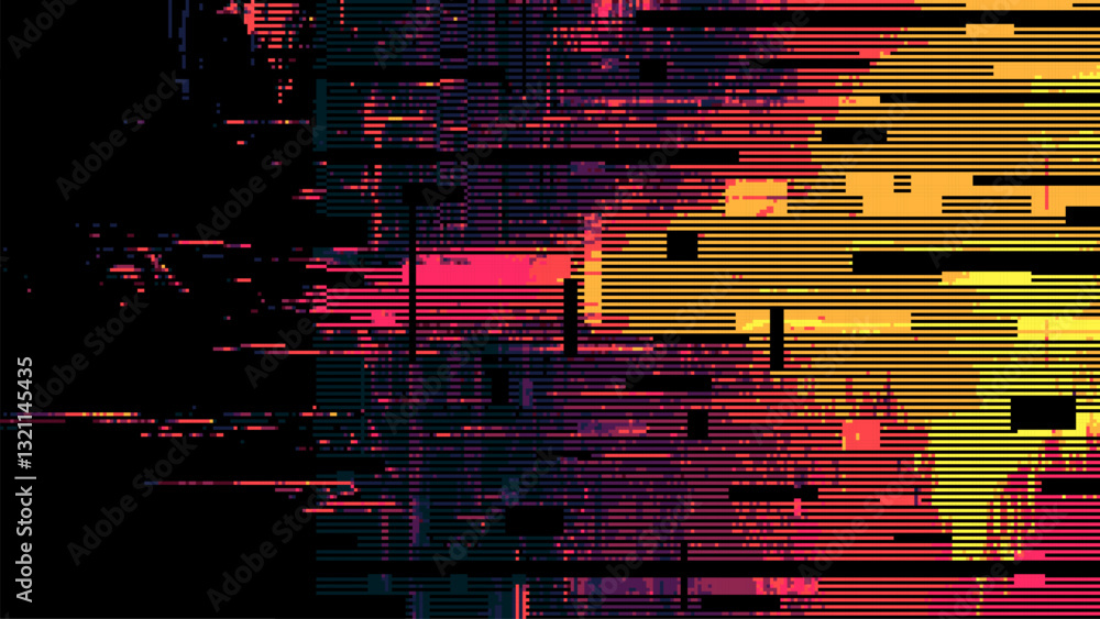 Poster Abstract glitch effect background. digital art. pixel glitch texture. Data visualization concept. digital distortion and noise effect. banner or poster. Vector Illustration.