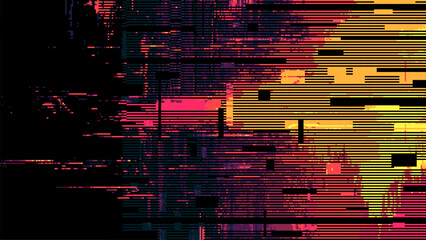 Abstract glitch effect background. digital art. pixel glitch texture. Data visualization concept. digital distortion and noise effect. banner or poster. Vector Illustration. © hiten666