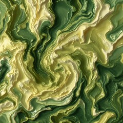 A green and yellow swirl pattern with a shiny texture