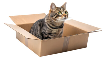 cute cat sitting in a box