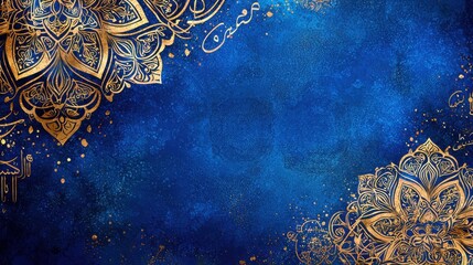 Rich Textured Background Featuring Intricate Golden Patterns on a Deep Blue Canvas for Elegant Designs