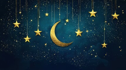 Elegant Crescent Moon and Stars Decorations for Cultural Harmony During Ramadan Celebrations