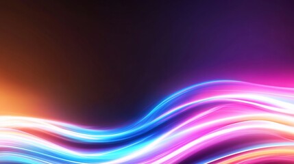 Fototapeta premium Vibrant, glowing waves curve across dark background