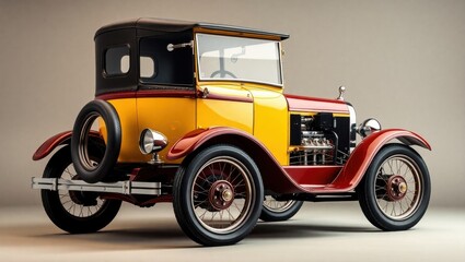 Vintage motoring classic, a vibrant and meticulously preserved antique automobile