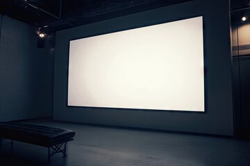 Empty gallery wall with blank screen