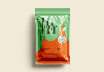 Realistic Foil Pouch Sachet Packaging Mockup, High-Quality Sealed Bag Template for Food, Snacks, and Product Branding