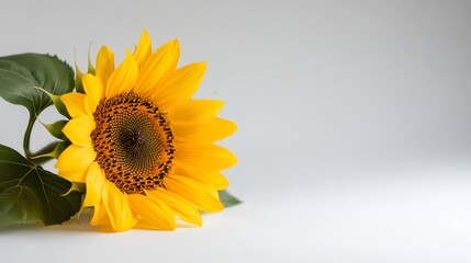 Obraz premium Vibrant sunflower rests on a plain white background