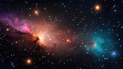 Dark sky idea. Stunning view of deep space with vibrant colors and distant stars shining brightly.